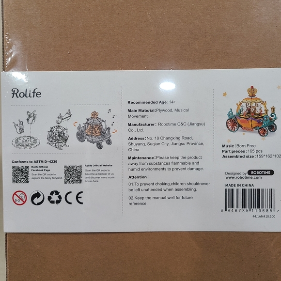 Pumpkin Carriage DIY 3D Wooden Puzzle Music Box Kit Robotime - Picture 5 of 5